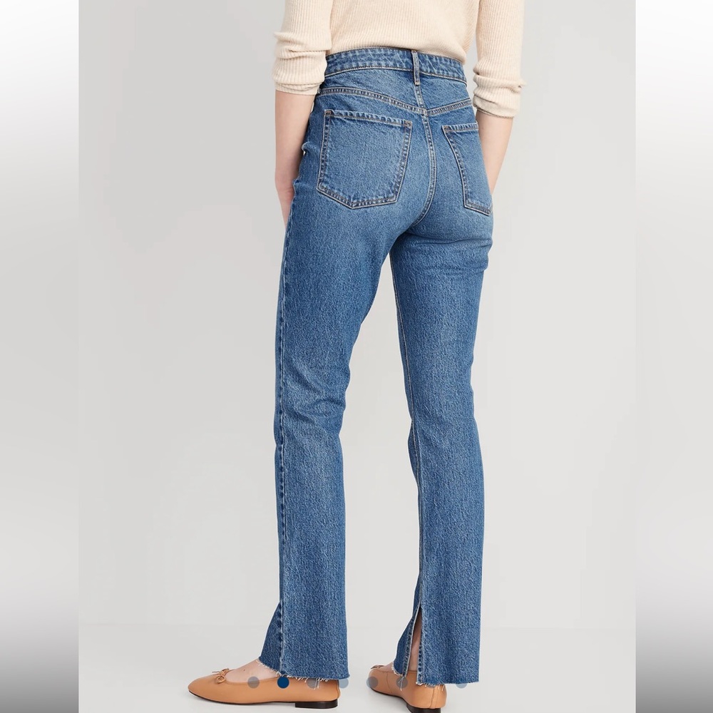 NWT Extra High-Waisted Button-Fly Kicker Boot-Cut Side-Slit Jeans for Women - Picture 3 of 6